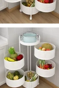 Indian round white kitchen rack rotating