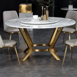 Round dining table marble top Set of 5
