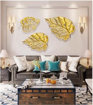 Golden leaf wall decor Iron gold leaves decor Indian handcrafted wall metal decor