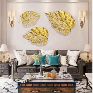 Golden leaf wall decor Iron gold leaves decor Indian handcrafted wall metal decor