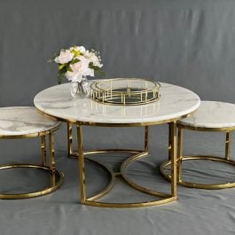 Nesting table marble top metal