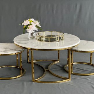 Nesting table marble top metal