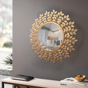 golden leaf metal mirror