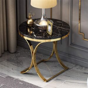 Black marble top side table