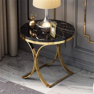 Black marble top side table