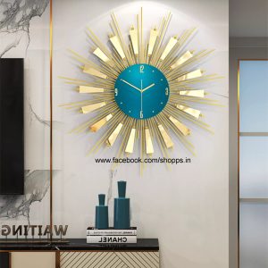 Blue sun metal clock