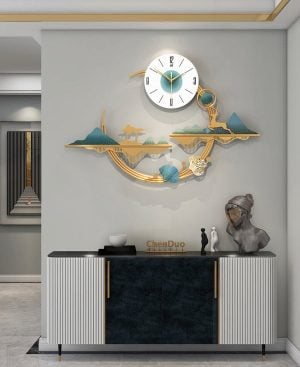 Mountain deer metal clock