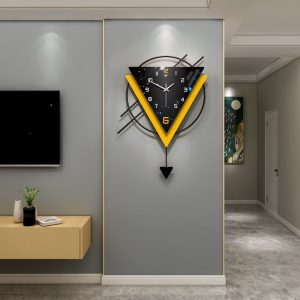 Yellow triangle Metal wall clock