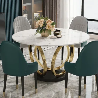 Marble top six chair dining set