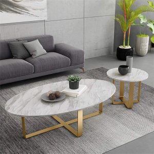 Oval marble Table metal