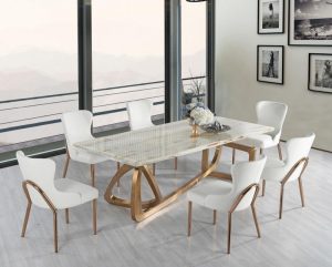 6 seater dining table marble top