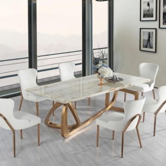 6 seater dining table marble top