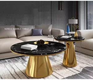 metal SS pvd Coffee side table marble top
