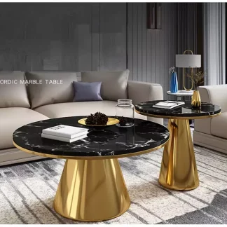 metal SS pvd Coffee side table marble top