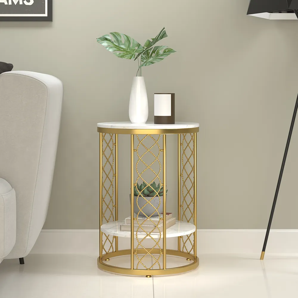 Marble Side Table Metal 2 "<yoastmark