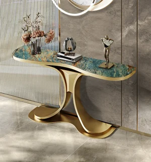 SS marble top console table