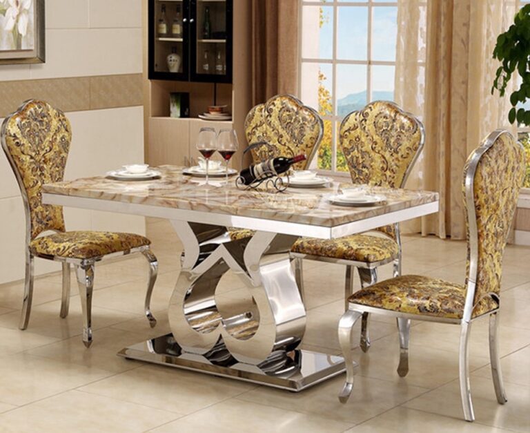 top 5 ss marble top dining table India full set