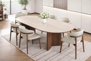 wooden marble top dining able