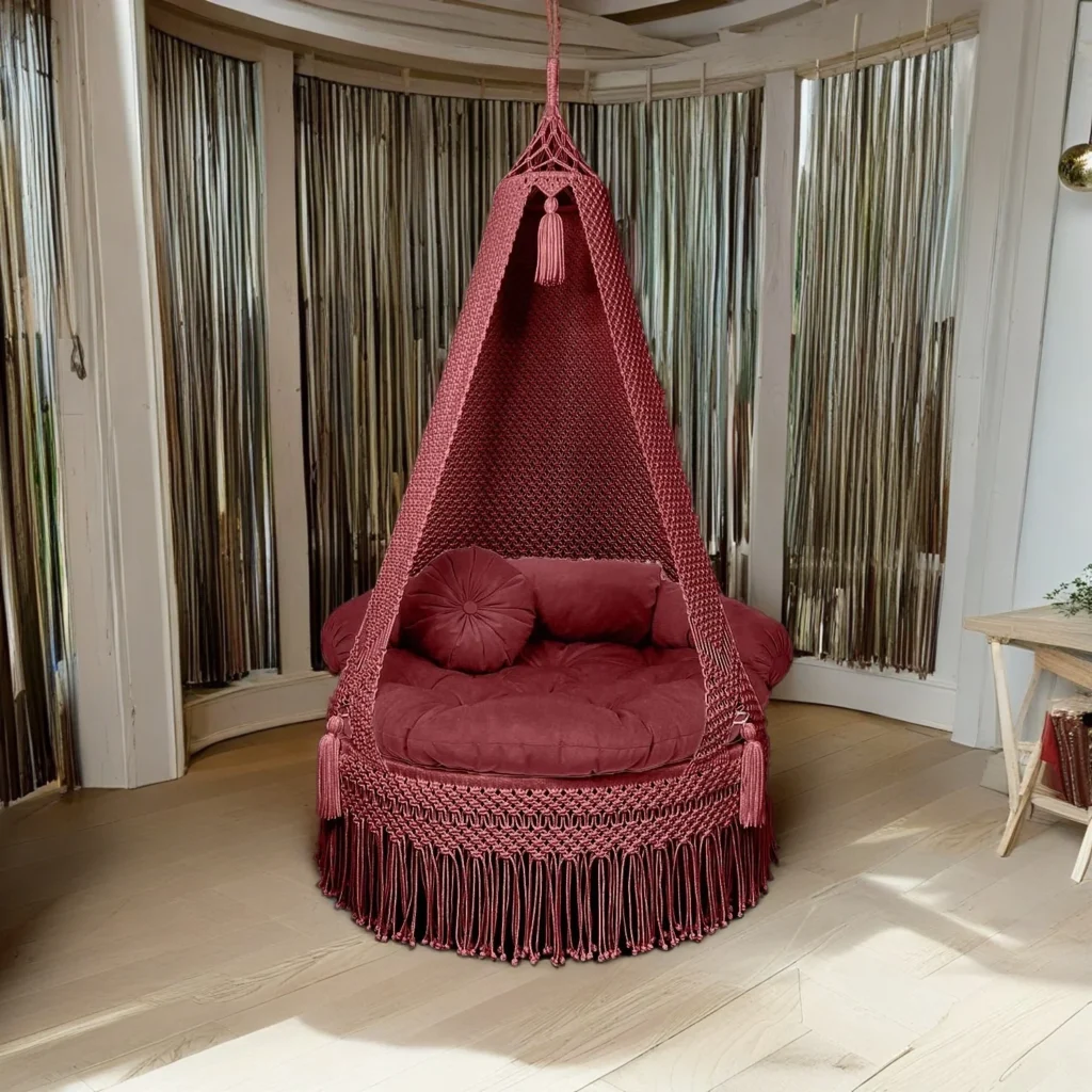 Maroon macrame swing