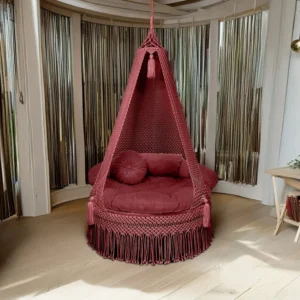 Maroon macrame swing