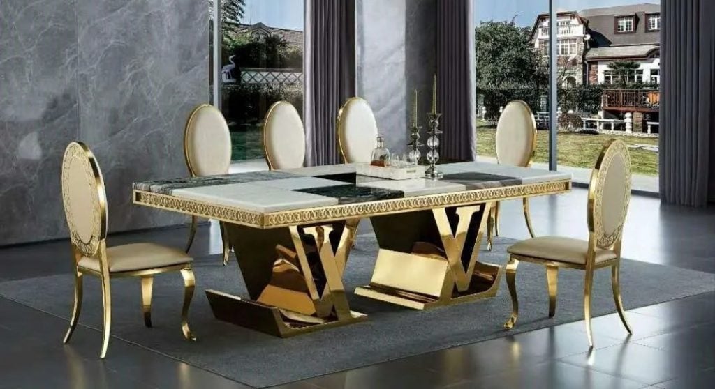 LVHdining table ss marble top