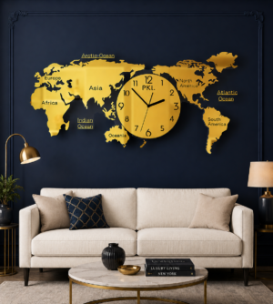 world map wall clock