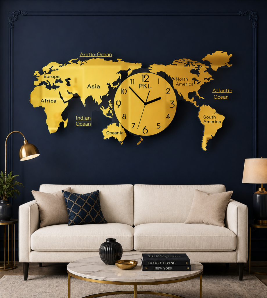 world map wall clock