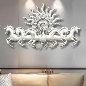 Custom white horse clock