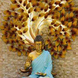 Blue Buddha statue tree with LED backlight