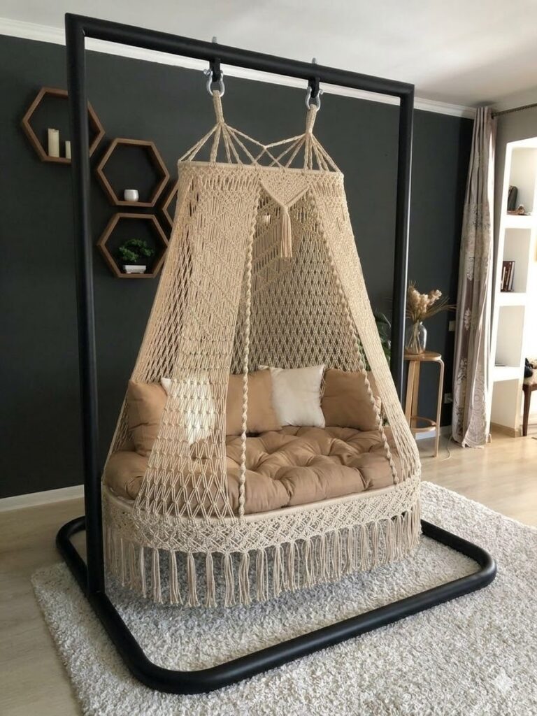Macrame swing with stand 4 macrame swing with stand