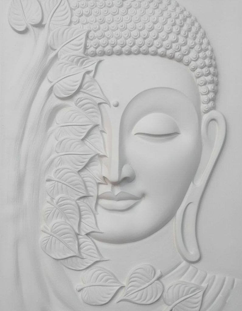 white mural buddha