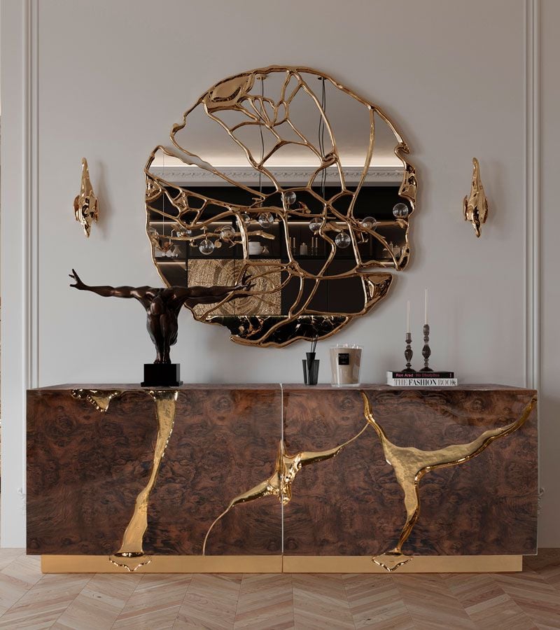 Walnut lapiaz sideboard