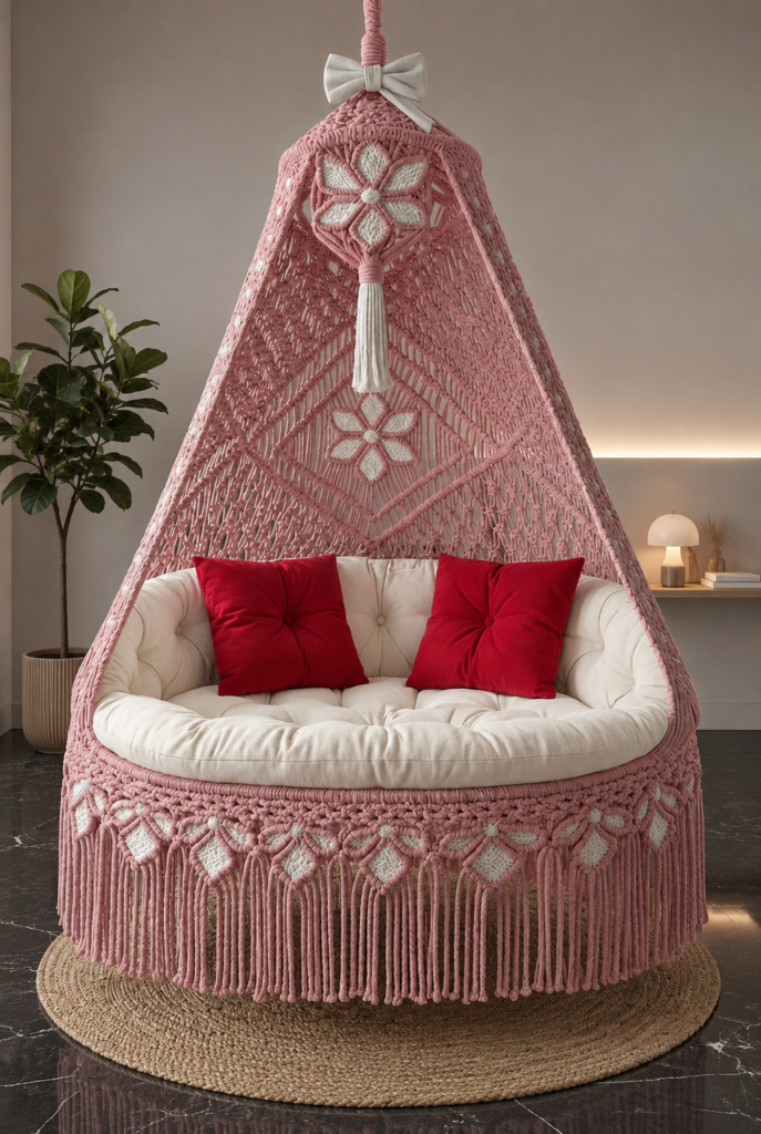Pink Macrame Design Swing