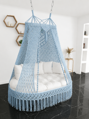Blue Macrame Bed Swing