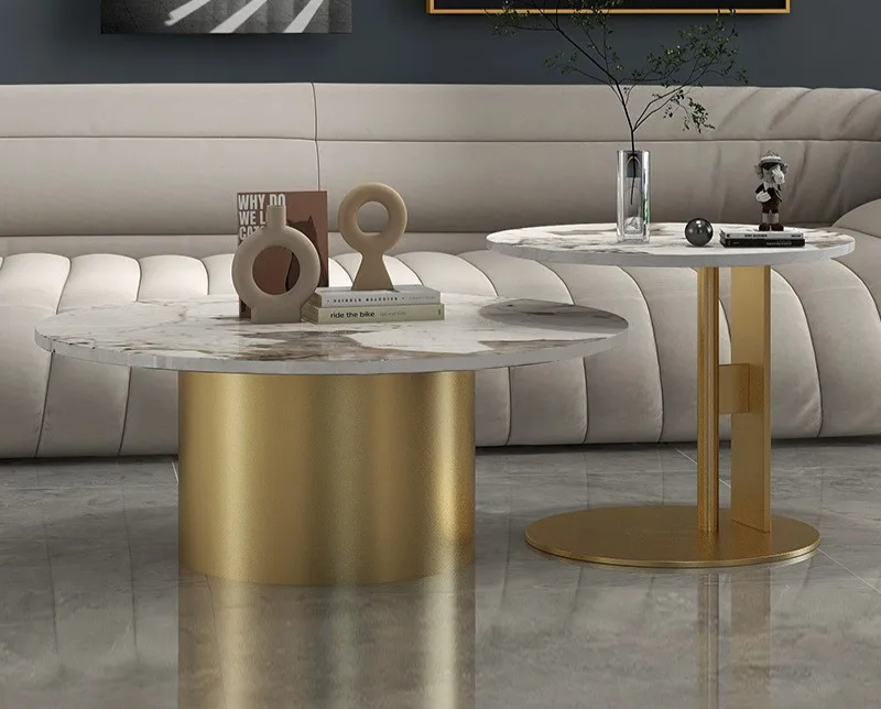 Duo Modern Coffee Table and Side Table 3 Marble Top Nesting Set