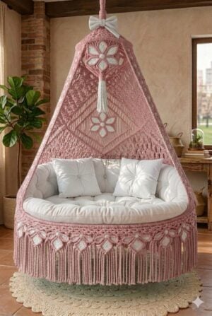 Pink macrame design swing