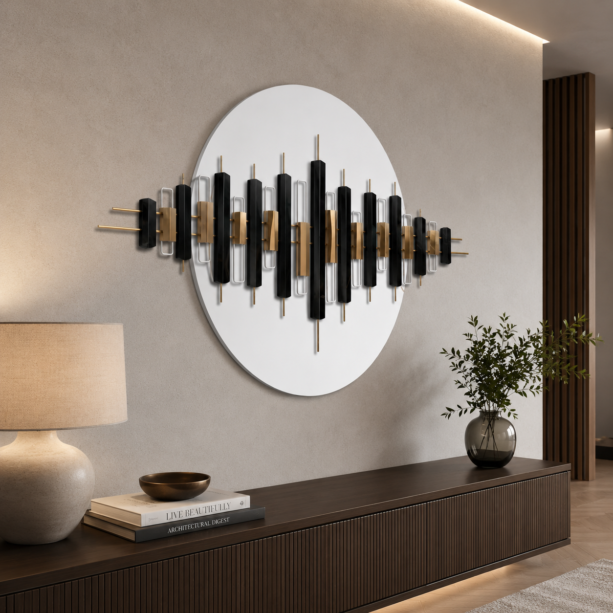 Golden Circles metal wall decor 3 circle metal wall decor India