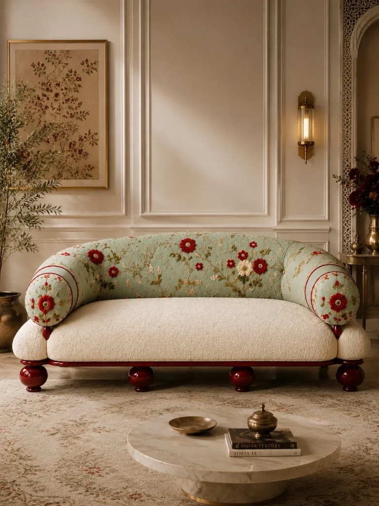 Mughal embroidered sofa 5 Mughal embroidered sofa