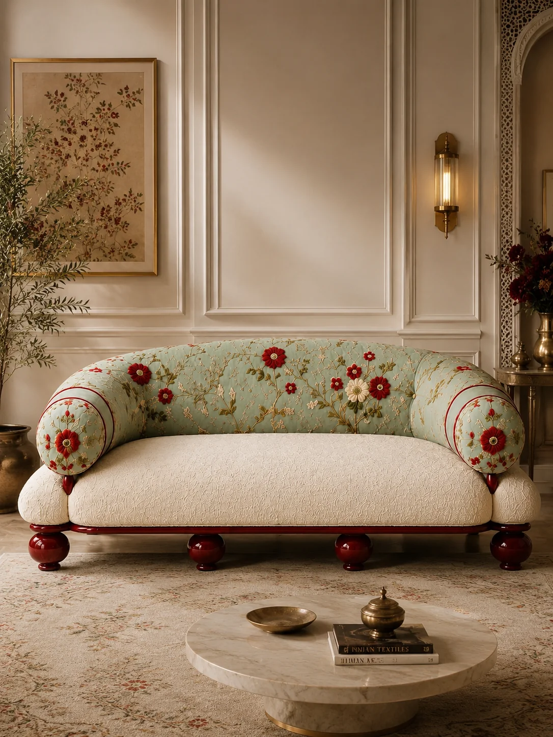 Mughal embroidered sofa 1 Mughal embroidered sofa