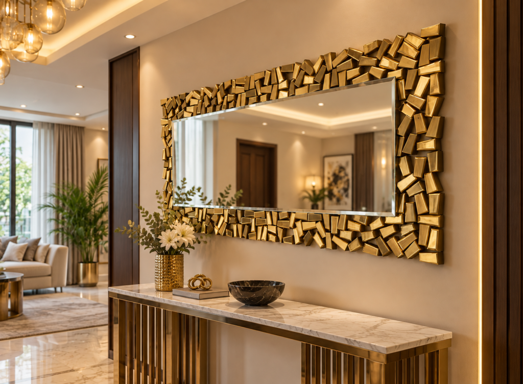 Gold accent mirrors